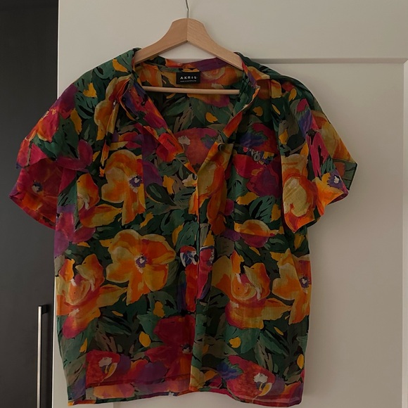 Akris Tops - Akris Multicolor Floral Blouse
